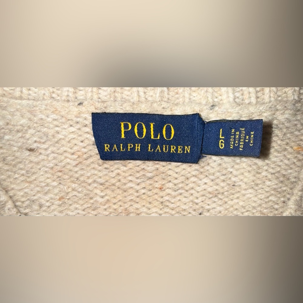 Polo Ralph Lauren Southwestern Aztec Navajo Serape Wool Tan/brown Sweater Sz L - Picture 3 of 7